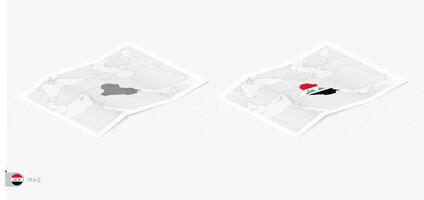 ensemble de deux réaliste carte de Irak avec ombre. le drapeau et carte de Irak dans isométrique style. vecteur