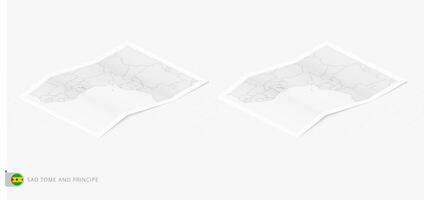 ensemble de deux réaliste carte de sao tome et principe avec ombre. le drapeau et carte de sao tome et principe dans isométrique style. vecteur