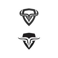 taureau buffle tête vache animal logo design vecteur corne buffle