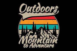 t-shirt plein air aventure en montagne vecteur