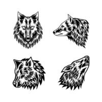 ensemble d'illustrations vectorielles tête de loup vecteur