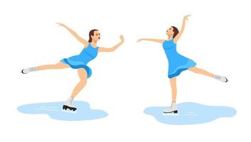 fille de patineur. la fille est engagée dans le patinage artistique. sport d'hiver. vecteur