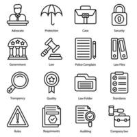 jeu d'icônes de ligne de loi vecteur