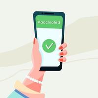 certificat de vaccination sur écran de téléphone portable avec qr-code vecteur