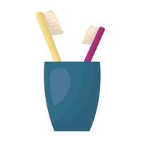deux brosses à dents. une tasse pour brosses à dents. vecteur illustration.