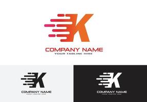 concept de logo rapide lettre k vitesse vecteur