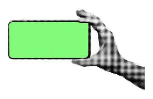 demi-teinte main en portant téléphone horizontalement vecteur illustration