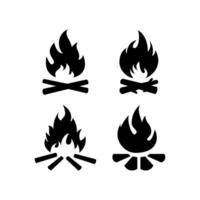 camp Feu icône. feu brûlant sur bois de chauffage signe. vecteur. vecteur