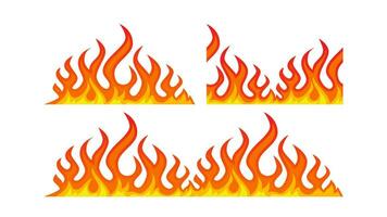 Feu flamme élément illustration sans couture dessin animé vecteur pare-feu texturé cadres ensemble