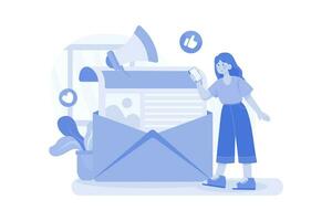 concept d'illustration de marketing par e-mail sur fond blanc vecteur