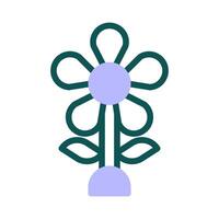 fleur icône bichromie vert violet Couleur Pâques symbole illustration. vecteur