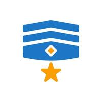 badge icône solide bleu Orange Couleur militaire symbole parfait. vecteur