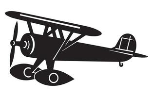 vecteur rétro biplan silhouettes set.vector illustré hélice alimenté avion