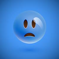 Visage souriant émoticône réaliste bleu, illustration vectorielle vecteur