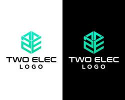 nombre 2 et lettre e monogramme hexagone logo conception. vecteur