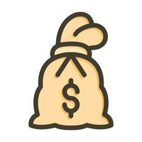 argent sac vecteur épais ligne rempli couleurs icône pour personnel et commercial utiliser.