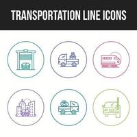 jeu d'icônes d'icône de ligne de transport unique vecteur