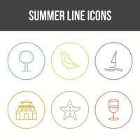 jeu d'icônes de vecteur de ligne d'été unique
