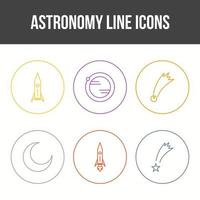jeu d'icônes vectorielles ligne astronomie unique vecteur