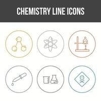 jeu d'icônes de vecteur de ligne de chimie unique