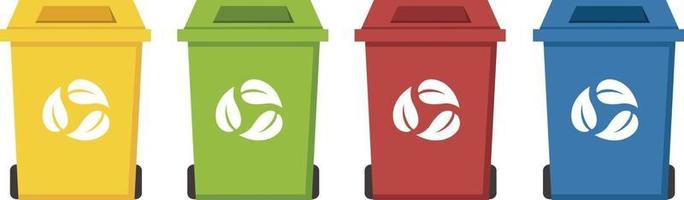 bacs de recyclage de différentes couleurs vecteur