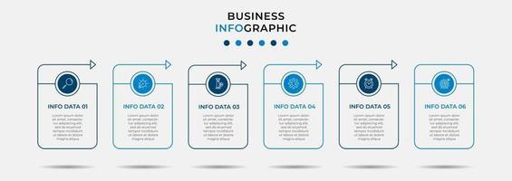 modèle de conception infographique avec icônes et 6 options ou étapes vecteur