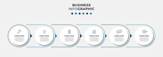 modèle de conception infographique avec icônes et 6 options ou étapes vecteur