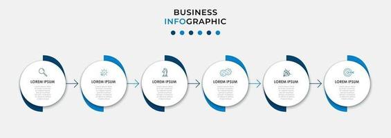 modèle de conception infographique avec icônes et 6 options ou étapes vecteur