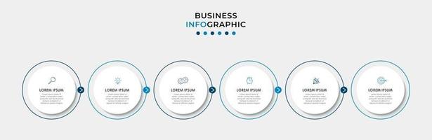 modèle de conception infographique avec icônes et 6 options ou étapes vecteur