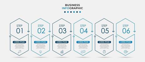 modèle de conception infographique avec icônes et 6 options ou étapes vecteur