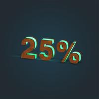 &#39;25% &#39;- Illustration réaliste d&#39;un mot en bois et verre brillant, vecteur