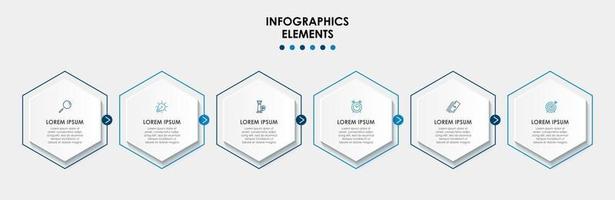 modèle de conception infographique avec icônes et 6 options ou étapes vecteur