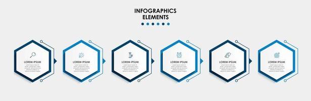 modèle de conception infographique avec icônes et 6 options ou étapes vecteur