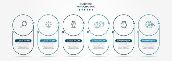 modèle de conception infographique avec icônes et 6 options ou étapes vecteur