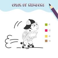 page de coloriage avec un personnage de tortue mignon. colorier par numéros vecteur