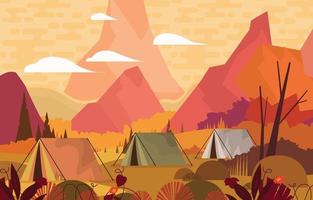 terrain de camping avec concept vue montagne vecteur