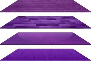 Ensemble de différents carreaux de sol en bois violet sur fond blanc vecteur
