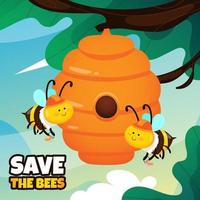 abeilles heureuses ramassant du miel vecteur