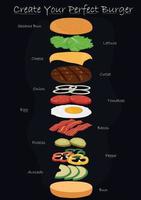 créez votre hamburger parfait utilisez votre propre illustration vectorielle de recette vecteur