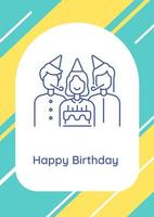 célébrer l'anniversaire avec une carte postale familiale avec une icône de glyphe linéaire vecteur