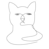 continu un ligne chat contour vecteur art main dessin