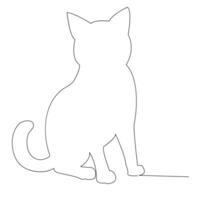 continu un ligne chat contour vecteur art main dessin