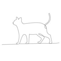 continu un ligne chat contour vecteur art main dessin