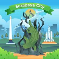 surabaya ville d'indonésie célèbre point de repère vecteur