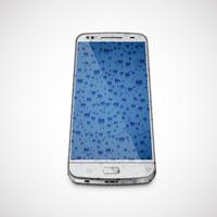 Téléphone portable humide réaliste, haute détaillé, illustration vectorielle