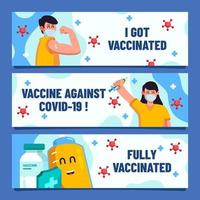ensemble de bannières de vaccins covid vecteur