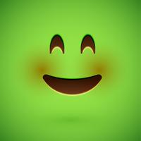 Visage souriant émoticône réaliste vert, illustration vectorielle vecteur