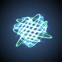 Cercles flous de néon sur fond bleu, illustration vectorielle.