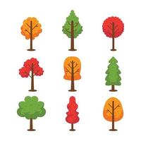 jeu d'icônes d'arbres d'automne vecteur