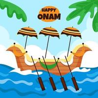 concept de navire heureux onam vecteur